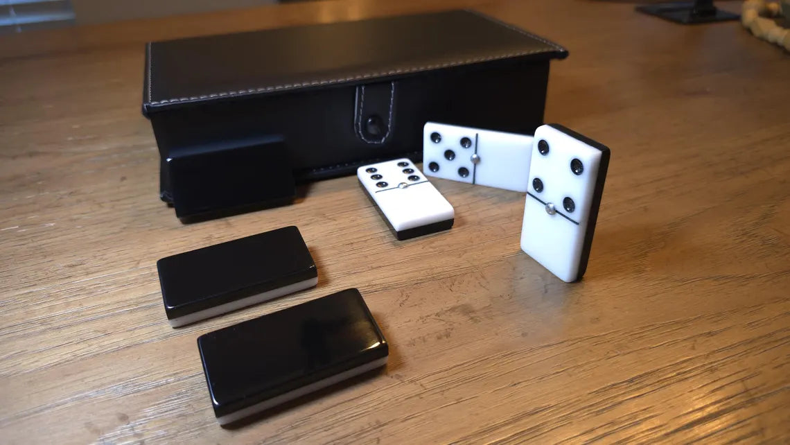 Deluxe Classic Black and White Dominoes Jumbo size